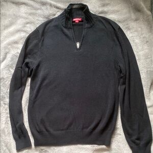 Merona Black 1/4 Zip Up Sweater Classic Knit Design - Men’s Small